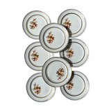 8 small OLYMPIA porcelain plates with floral and gilded pattern