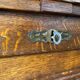 Industrial furniture notary binder with vintage American curtain 1940s