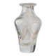 Vase en verre de Murano transparent avec de subtils tourbillons beiges - Verre clair lourd, décoration de table vintage italienne des années 1970