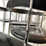 Set of 6 vintage arper chrome leather chairs