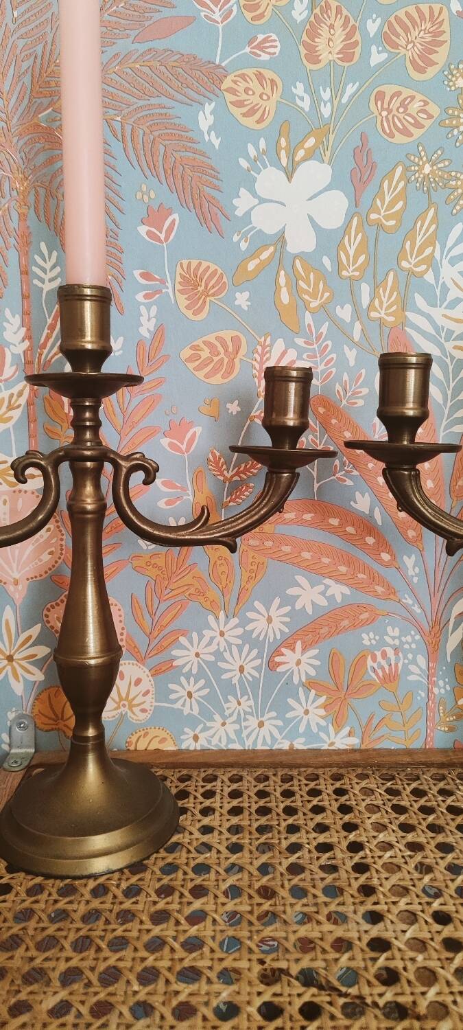 Pair of antique gilded brass candlesticks
