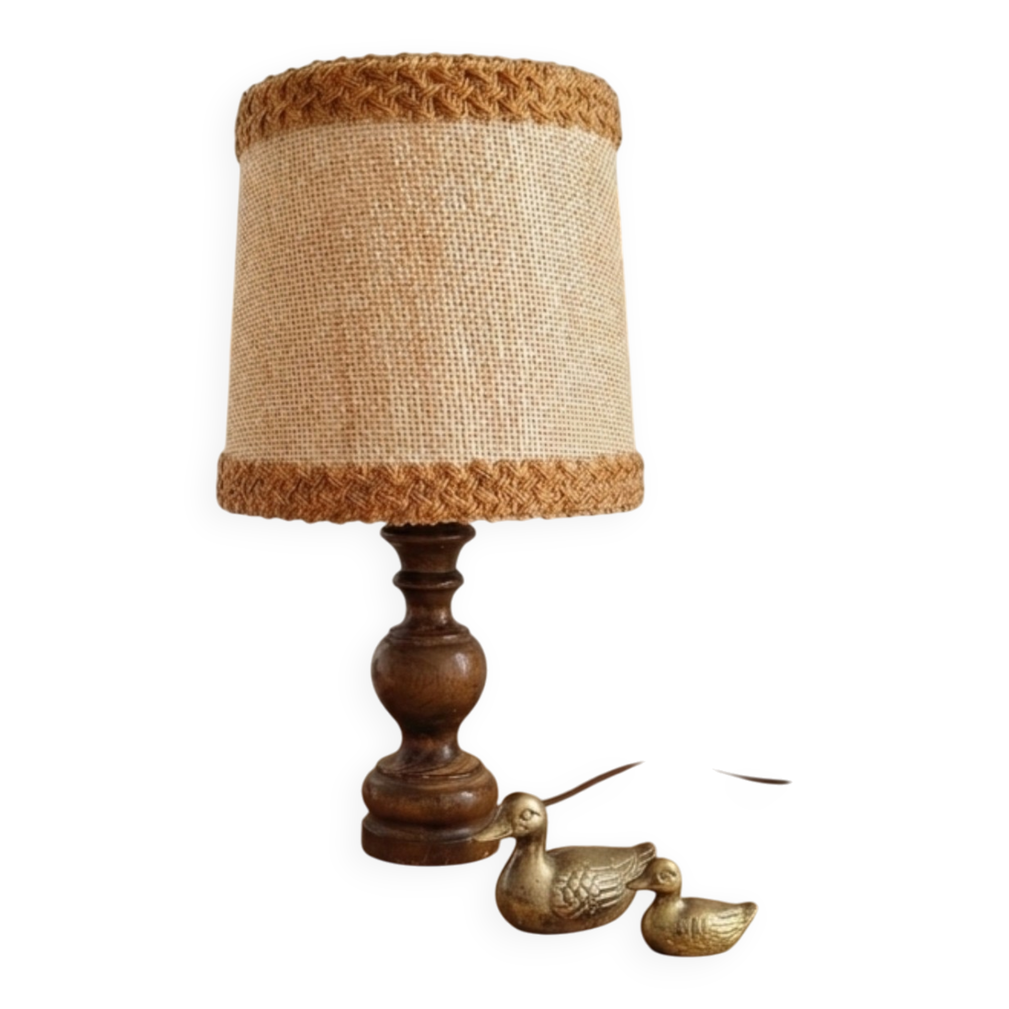 wood and jute table lamp, rustic chic