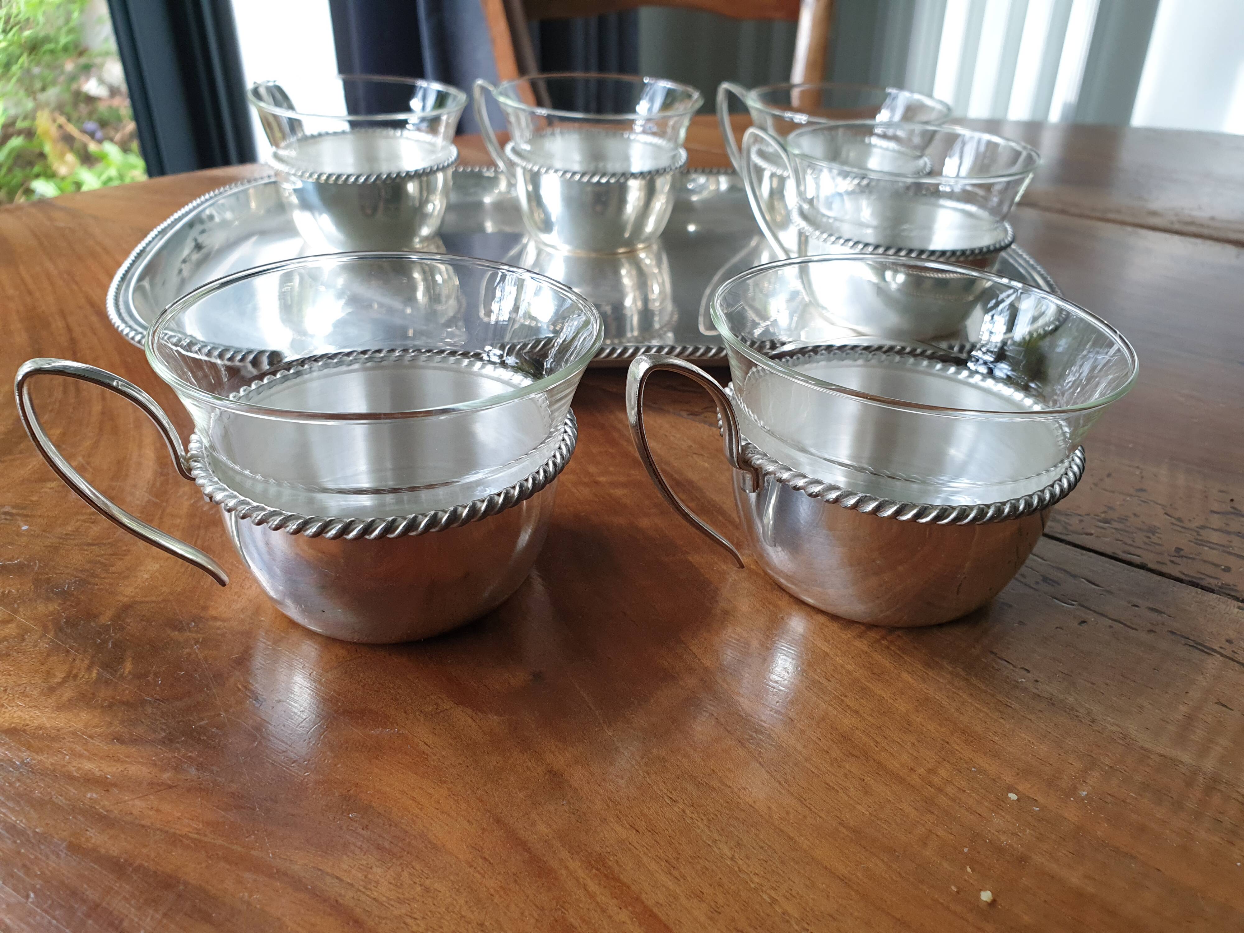 Silver coffee set and glass schott mainz 1970