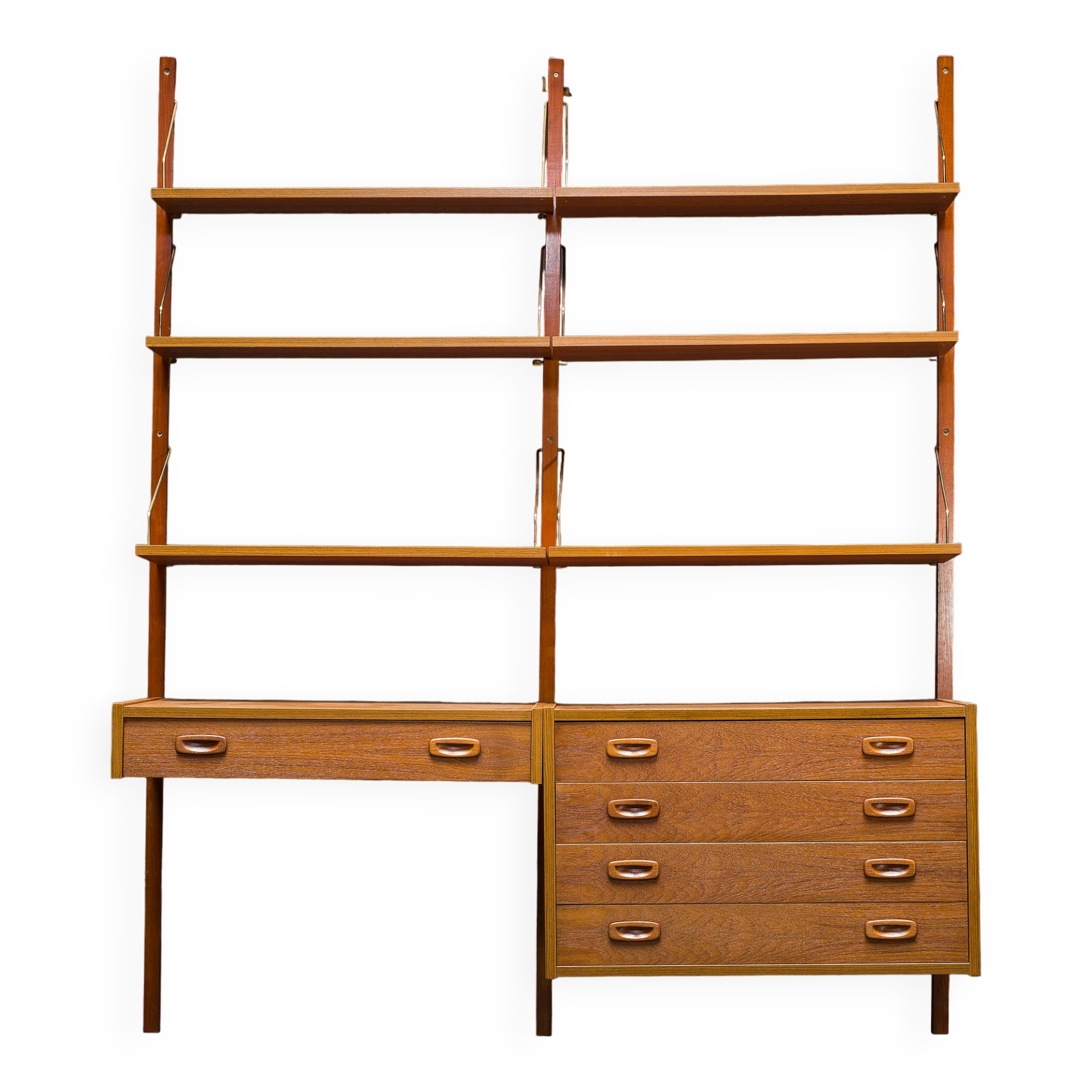 Danish teak ps modular wall units by preben sørensen for randers møbelfabrik, 1960s, set of 11