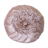 round pleated cushion in pink beige silk
