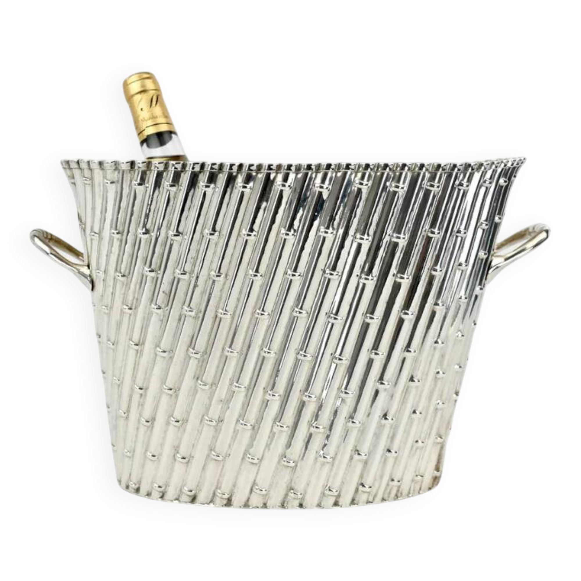 Vintage silver-plated bamboo wine bucket