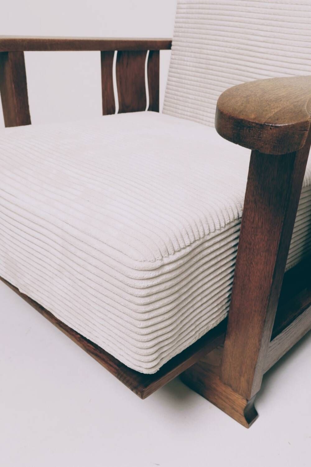 Vintage armchairs set of 2 brutalism off white corduroy
