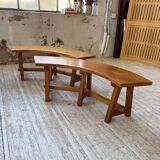 Set of round table and 4 rounded benches, 1950