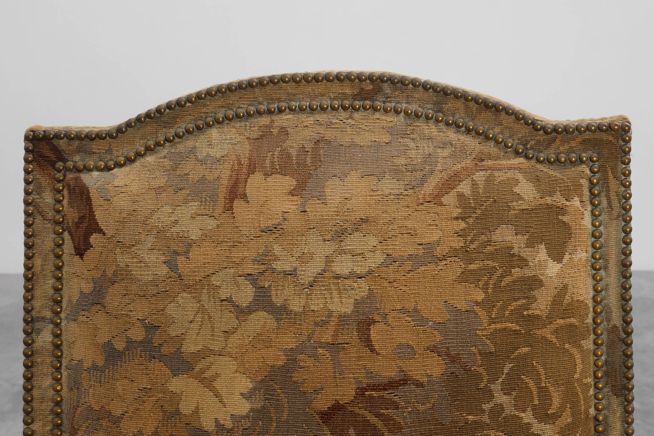Carved Walnut Armchair with Cabriole Legs and Tapestry Upholstery, France
