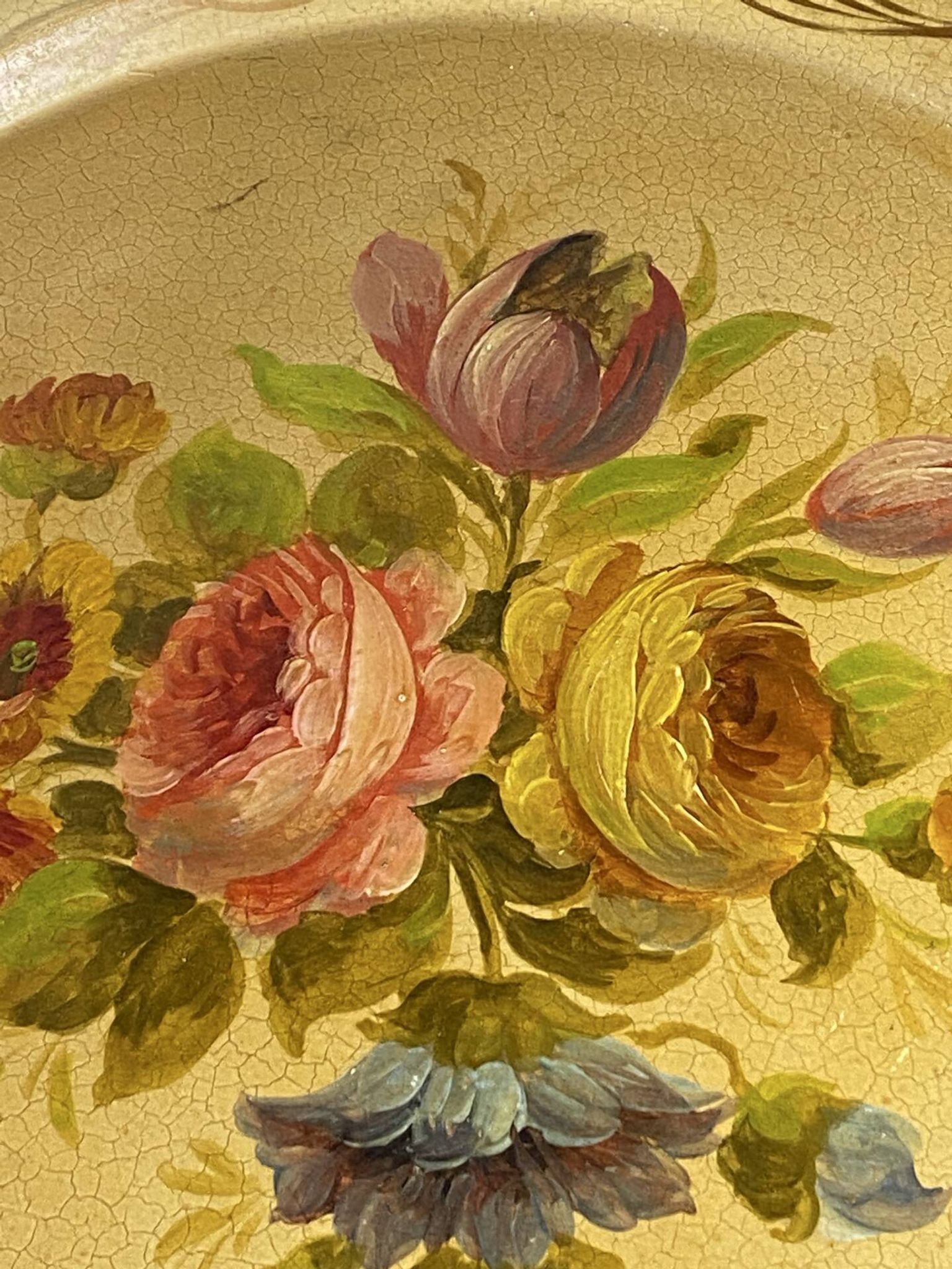 Round painted tin tray, Napoleon III