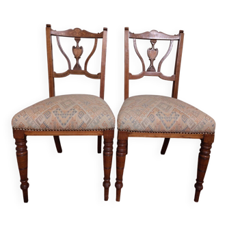 Chaise assise tapissier marquetée