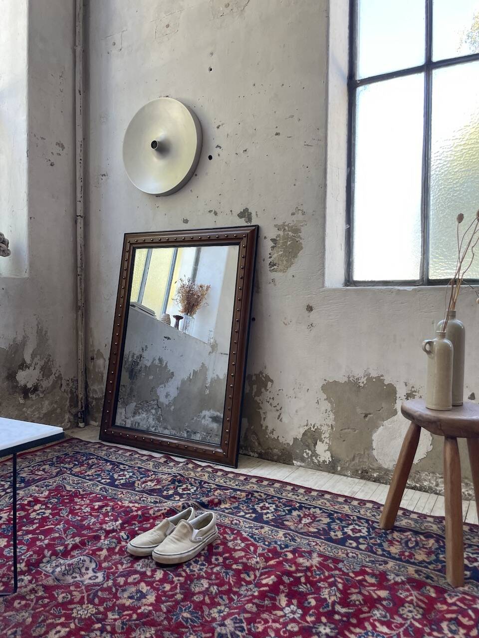 1900 wooden mirror with nails