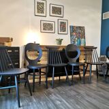 Series of 6 mismatched bistro chairs Baumann and Gizycko
