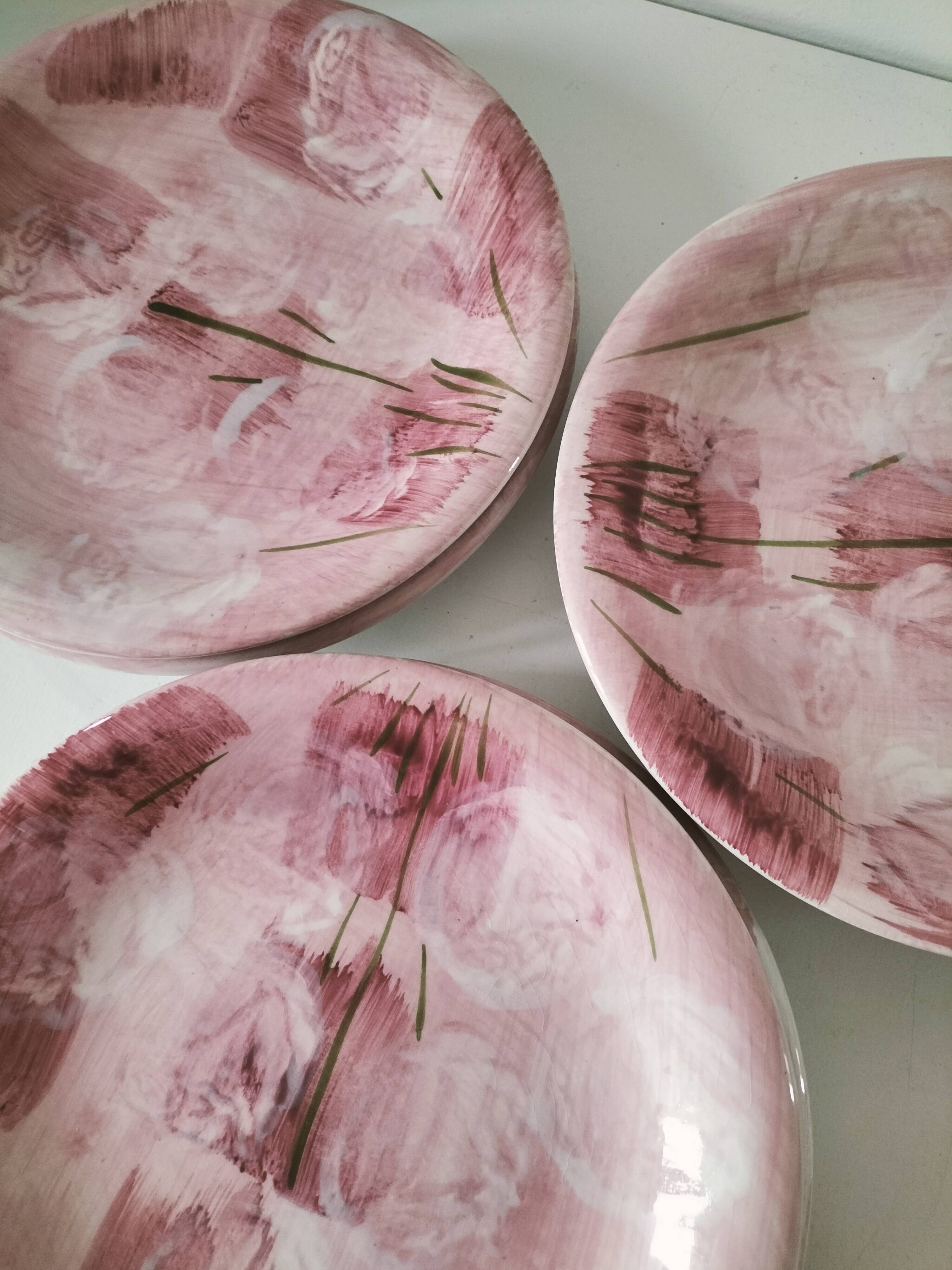 Set of 6 Italian plates CAPA San Polo hand-painted from the 1970s.