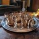 Set of 7 vintage smoked glass coffee cups - 1970s-80s