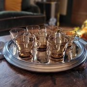 Set of 7 vintage smoked glass coffee cups - 1970s-80s