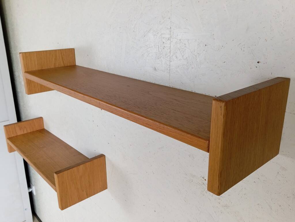 Pair of solid oak wall shelves