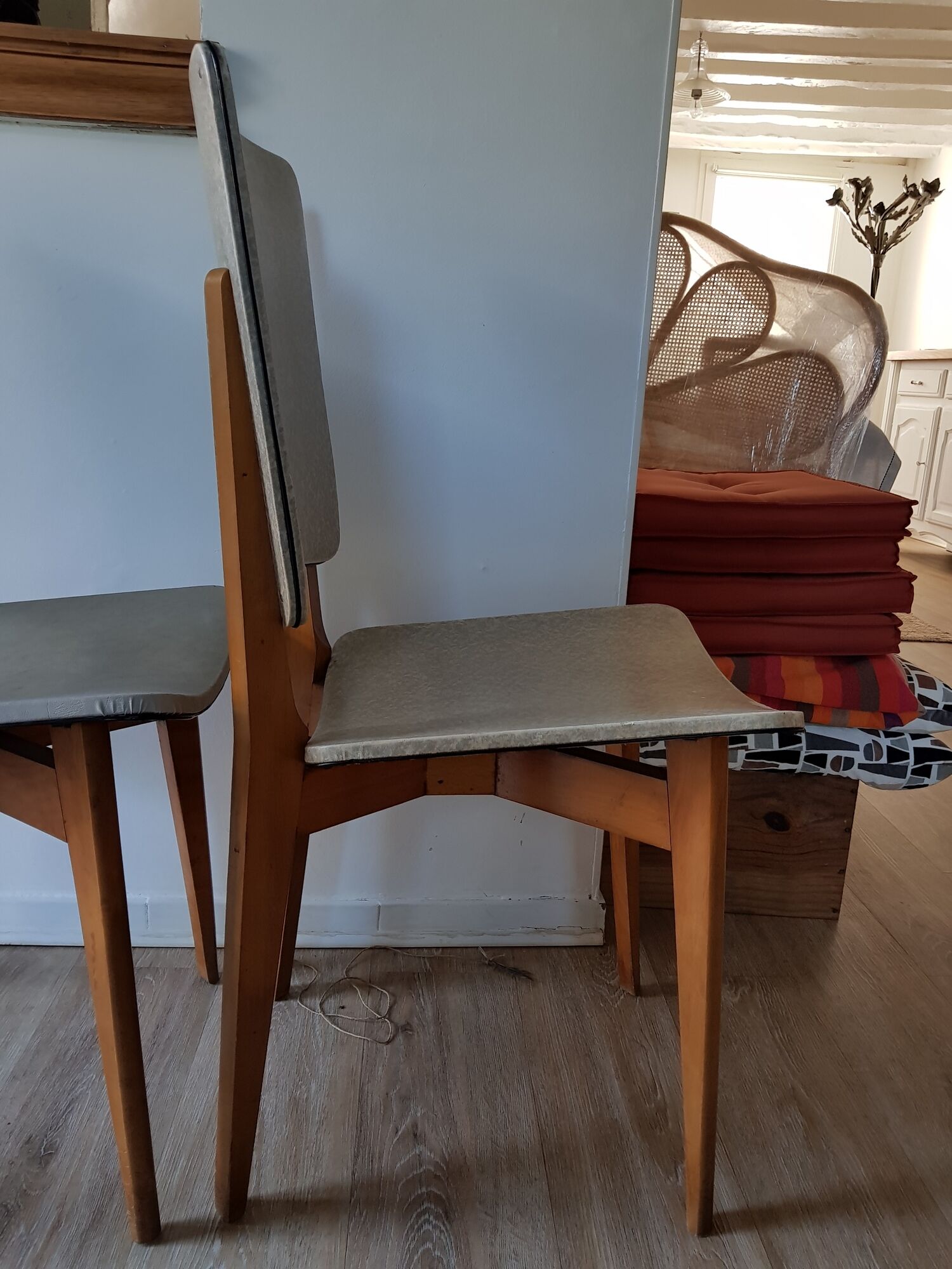 Pair of vintage Scandinavian-style skai chairs