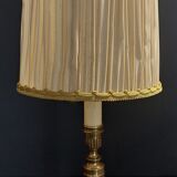 Vintage bedside table lamp brass lampshade pleated silk