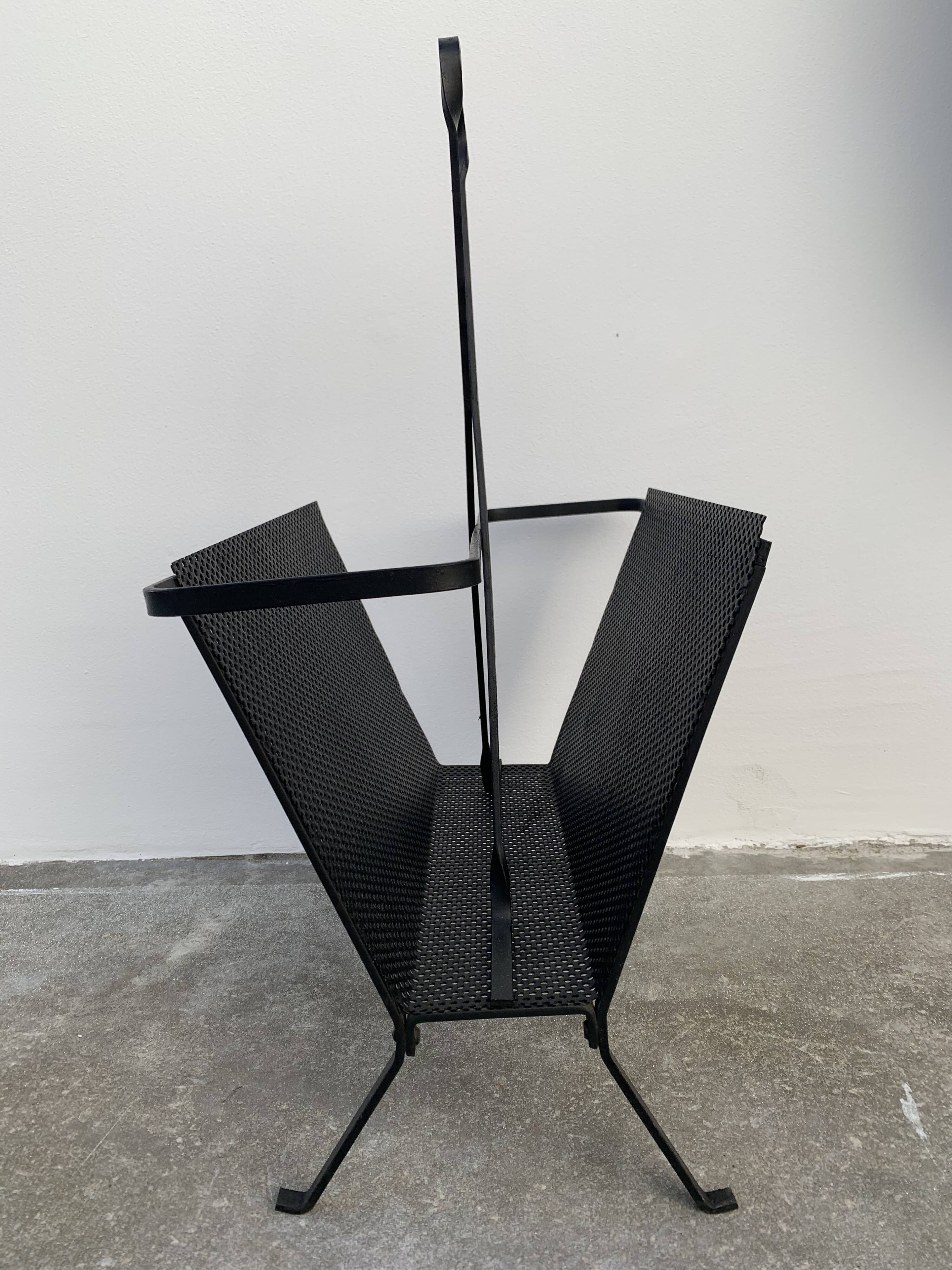 Black metal magazine rack Mathieu Mategot 1950