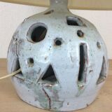 Brutalist ball lamp in openwork ceramic