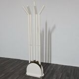 Vintage Postmodern Wood and Brass Coat Rack, 1980s