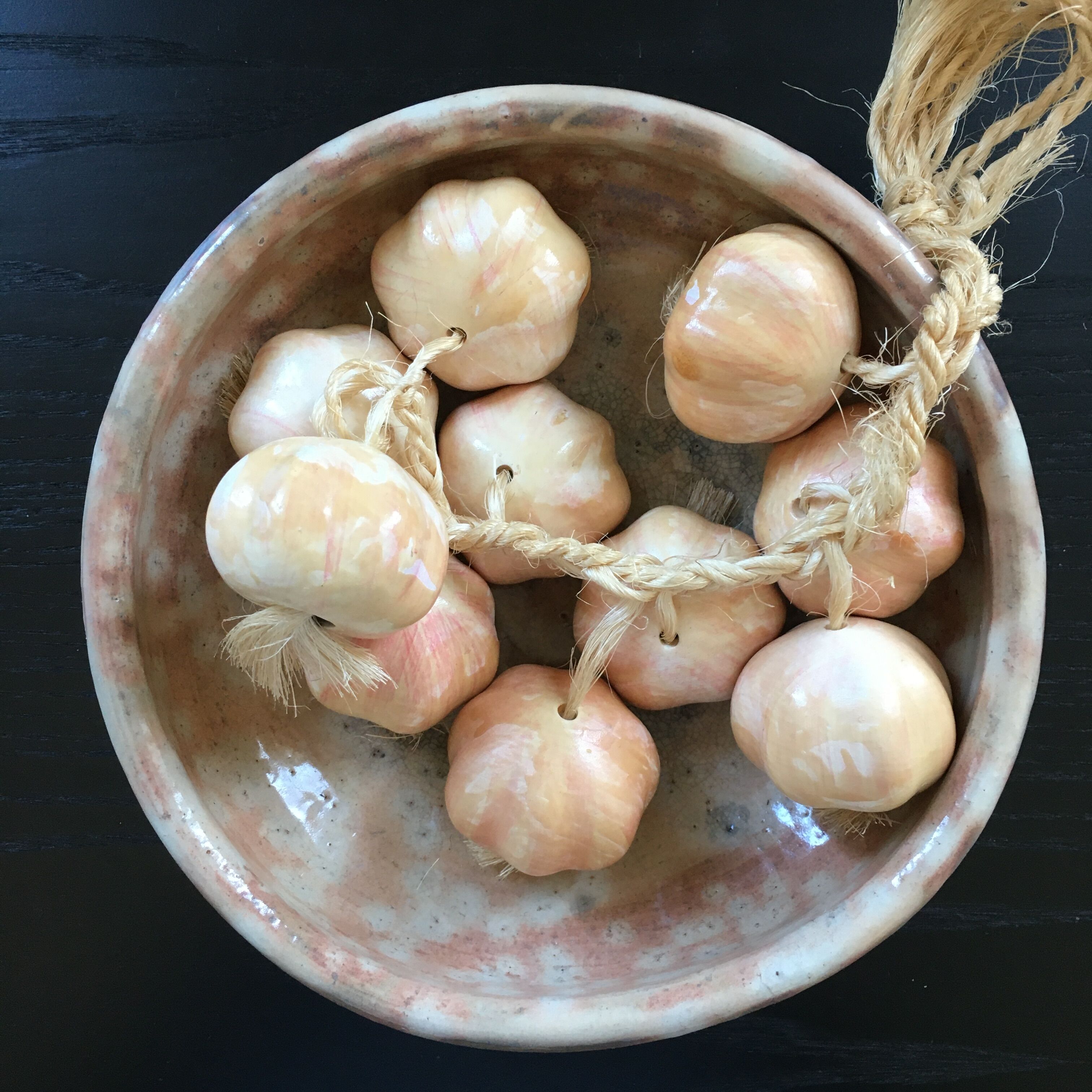Bunch of garlic in slip