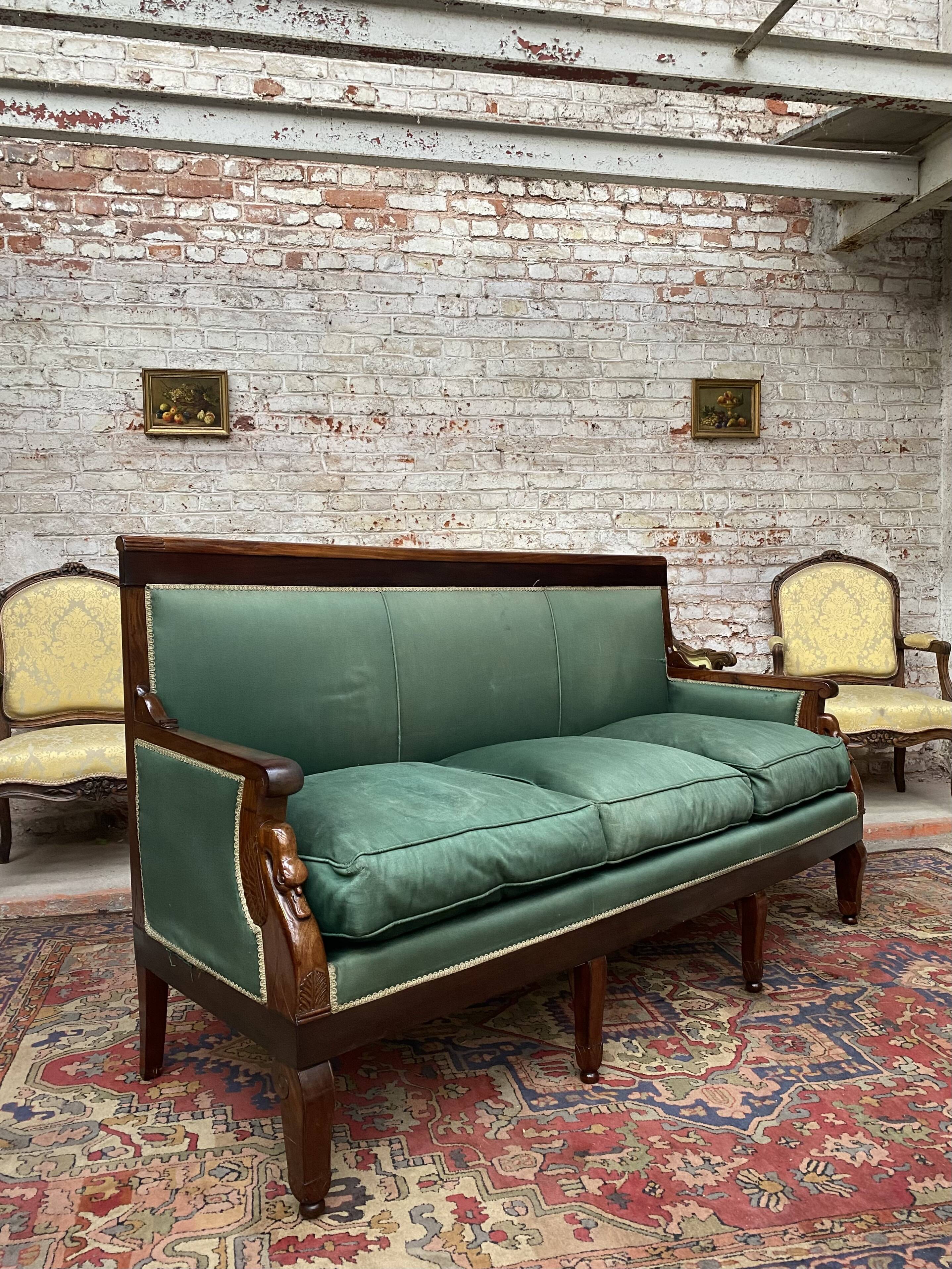 Mahogany bench in empire style xix th century