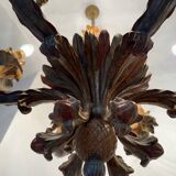 70s Hollywood Regency style chandelier in carved wood
