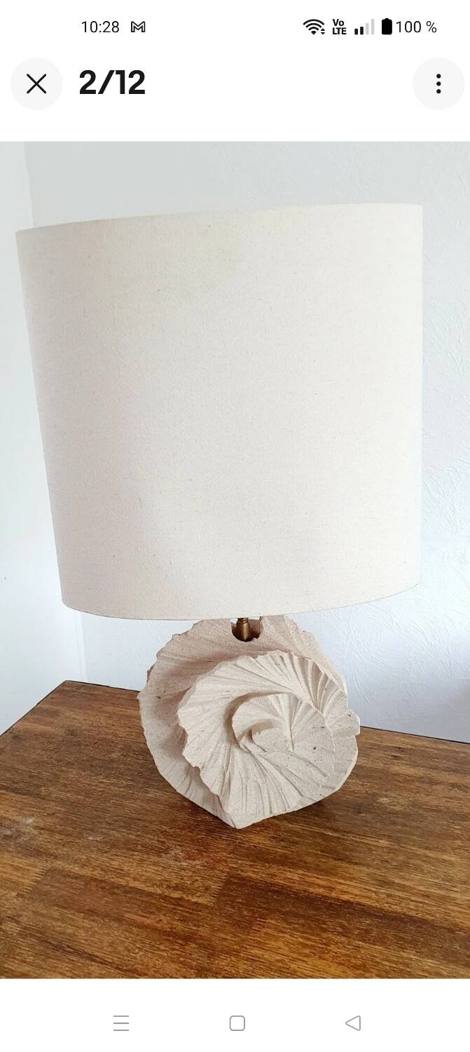 Large 1980s natural stone sculpture lamp.