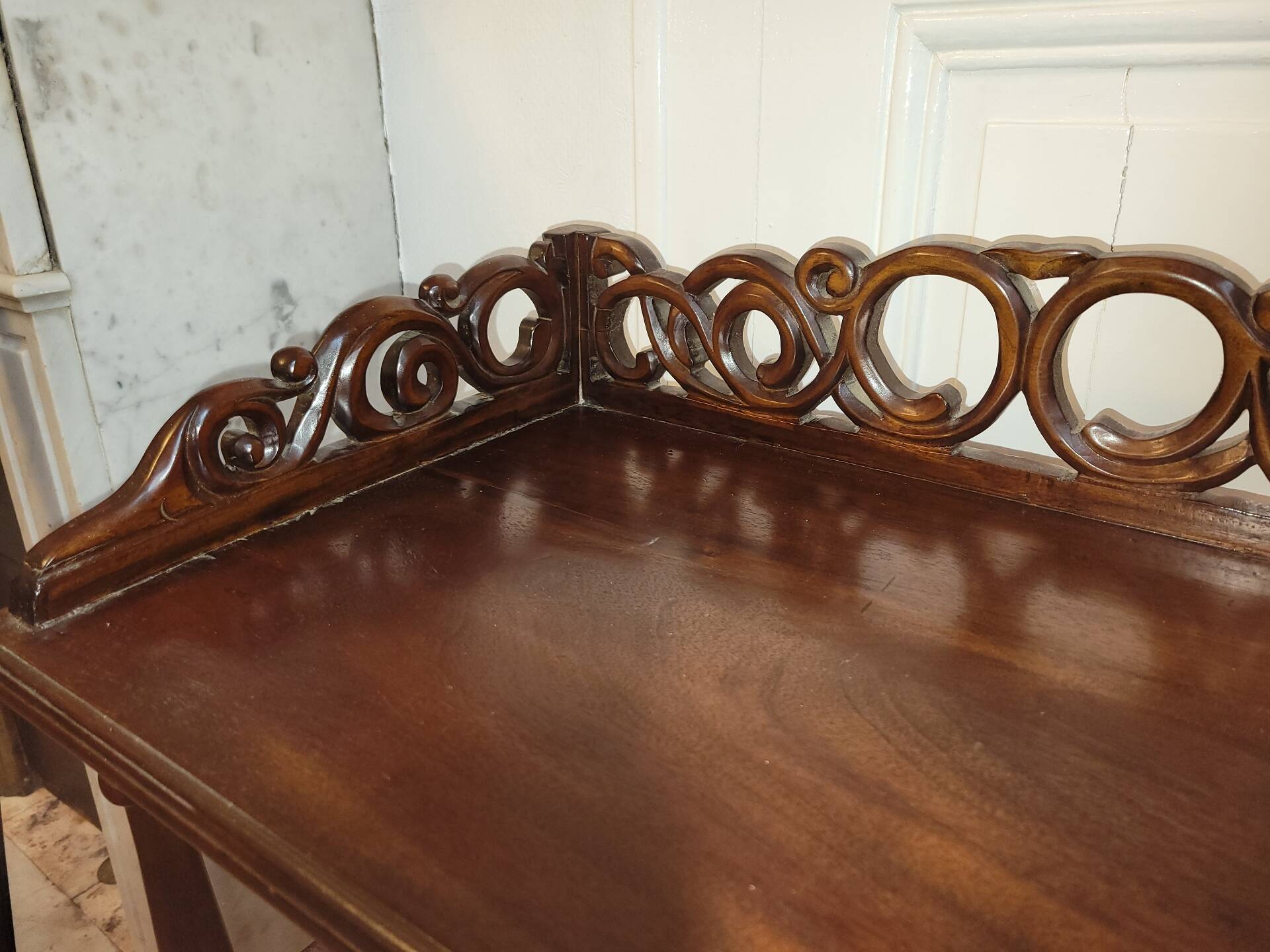 Antique Art Nouveau shelf in carved wood