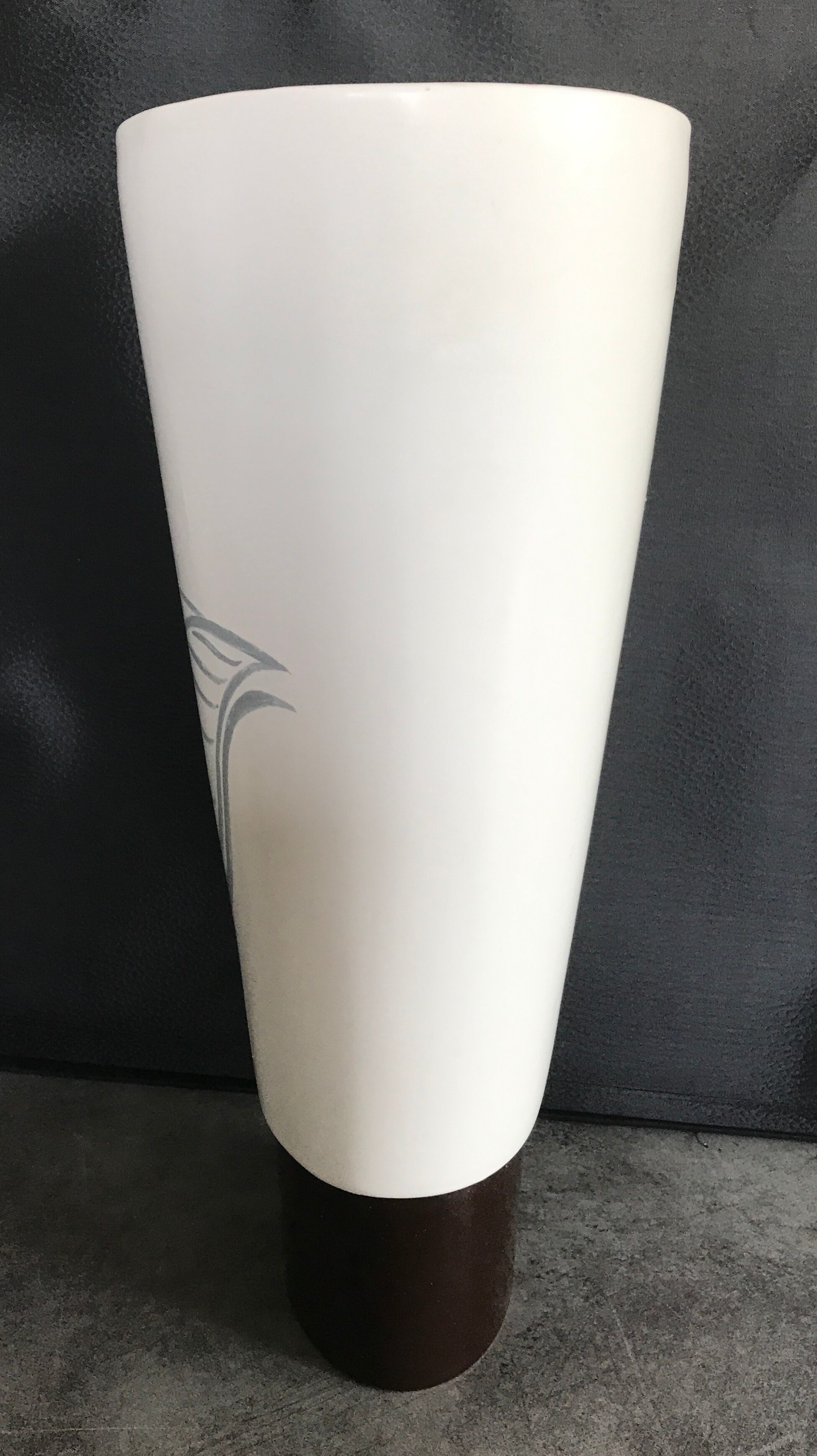 White and brown white and brown form évase vase leaf pattern - 40 cm