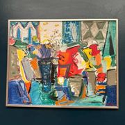 Large Original Swedish Oil on Canvas – “Still Life with Flowers” by Eric With (1916–2000) – Signed – Vintage & Framed – 89×70.5cm