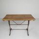 Art Deco bistro table with oak top on cast iron base