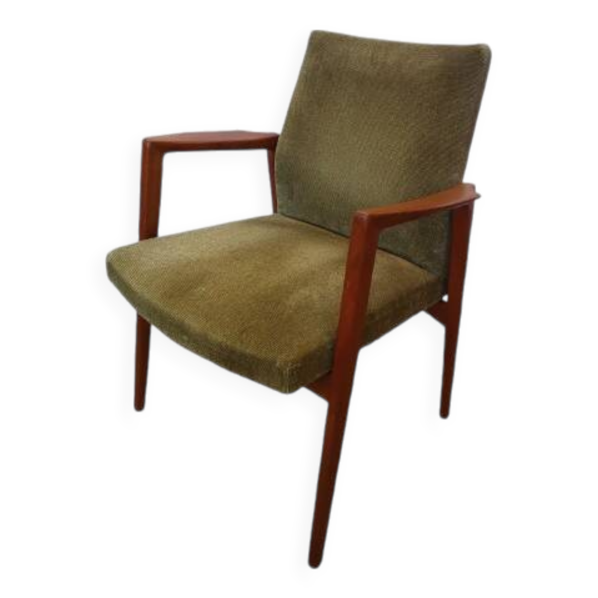 Fauteuil de bureau scandinave en teck et velours vert