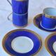 3 royal blue and gold cups and saucers - Royal Limoges porcelain
