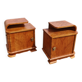 Paire de tables de chevet Art Déco rénovées en frêne 1930s
