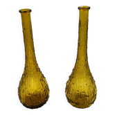 Lot de deux bouteilles Empoli verre ambre texturé vintage