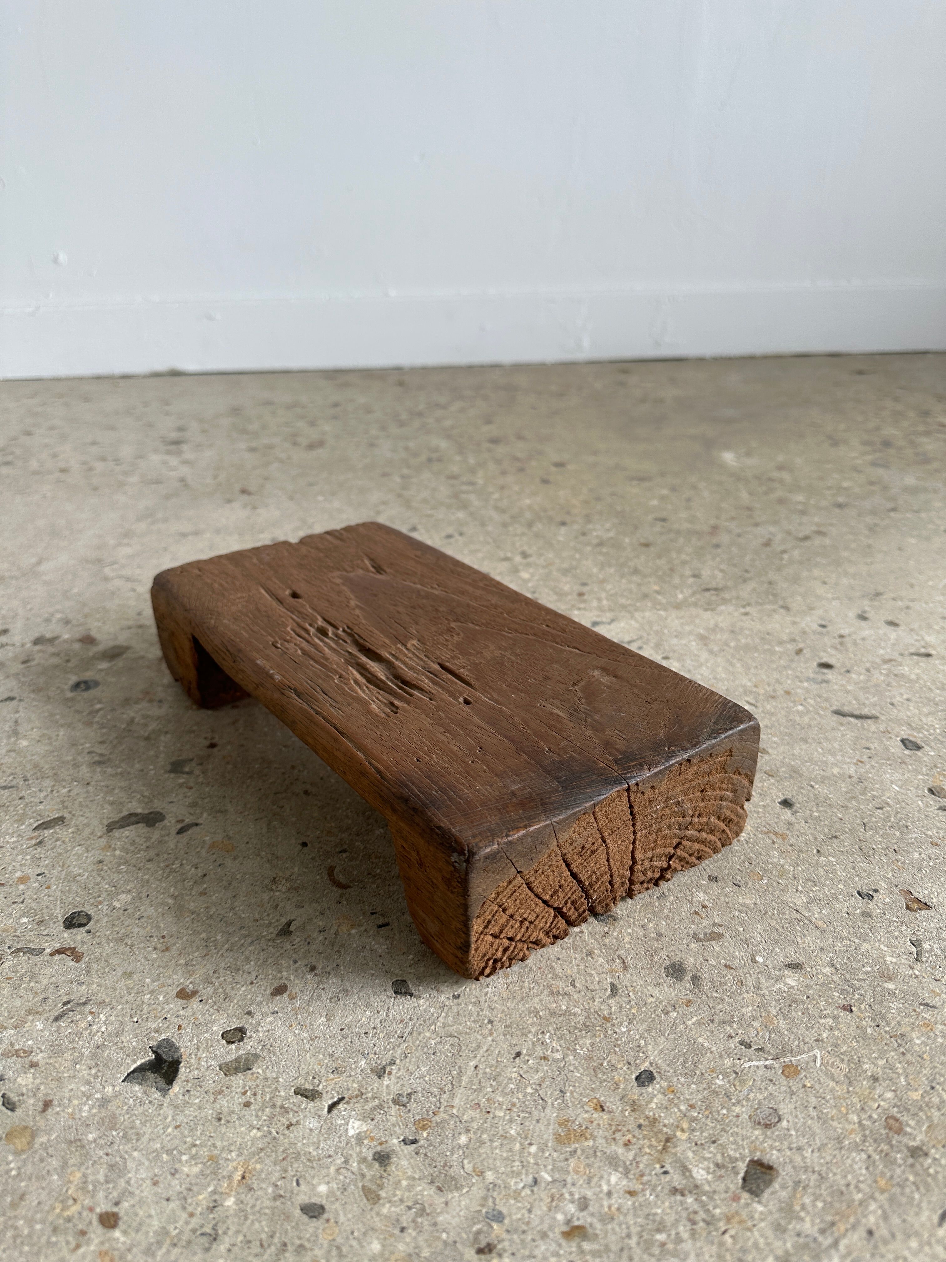 Mini Asian teak side stool blonde