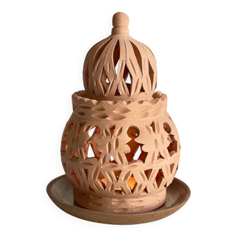 Handmade terracotta tealight candle holder