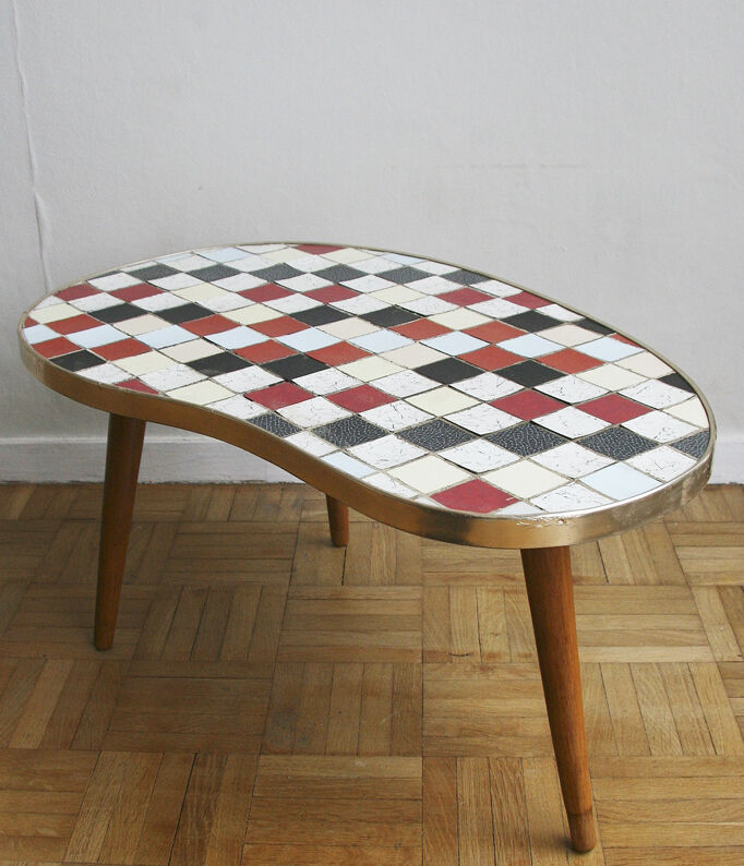 Table basse forme libre en mosaïque des années 60