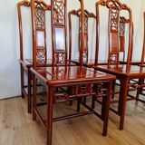 Asian table + 6 round/extendable/oval chairs in rosewood