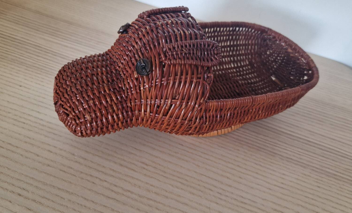 Hippopotamus zoomorphic wicker basket