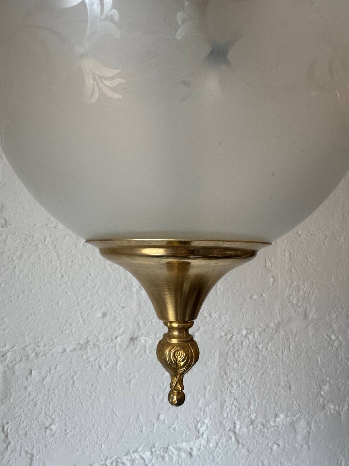70s frosted engraved globe lantern chandelier