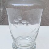 Engraved molded glass carafe from the 1950s