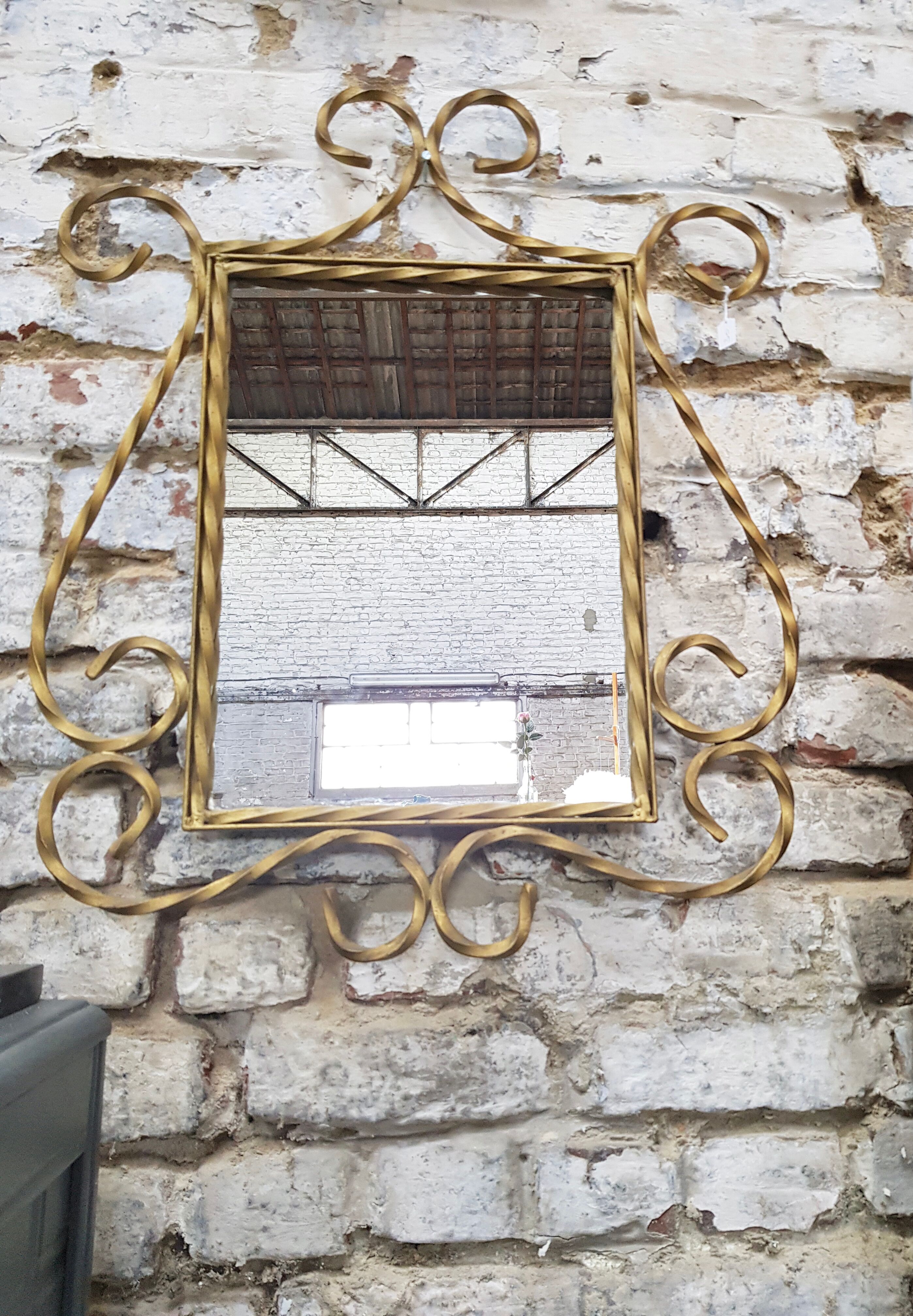 Gilded wrought iron mirror 52x64cm
