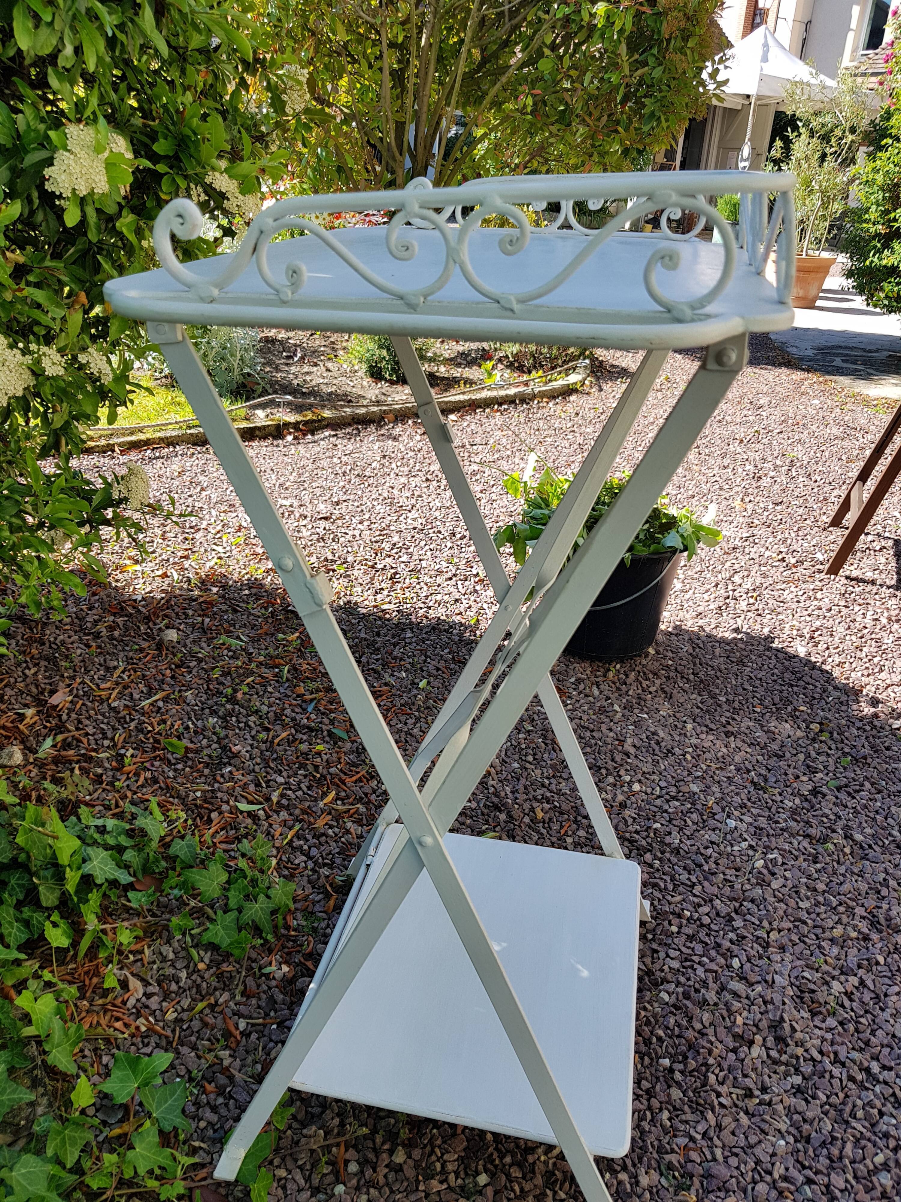 Service  table white wrought iron