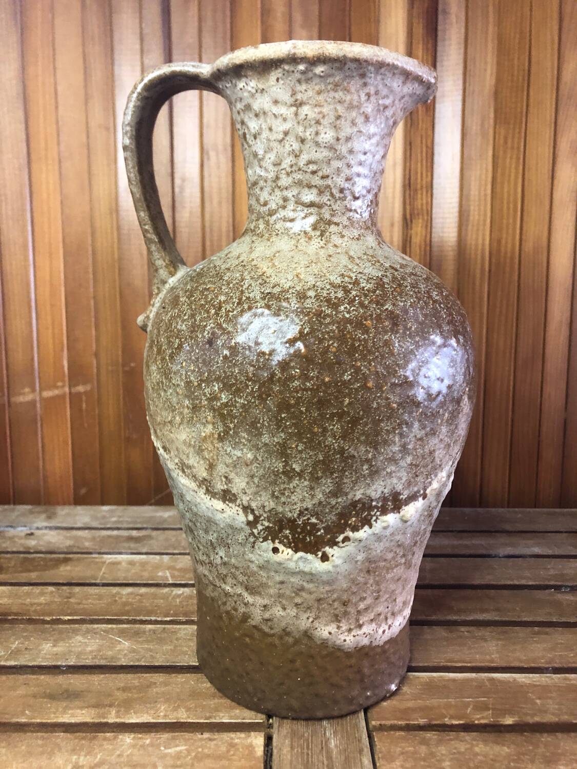 Old west germany pitcher ceramic brown & beige vintage