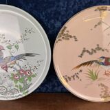 Longwy: large earthenware and enamel pie dishes in Japanese style