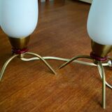 Pair of opaline tripod bedside lamps